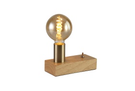 D0557  Fike 10cm Table Lamp 1 Light Antique Brass, Wood